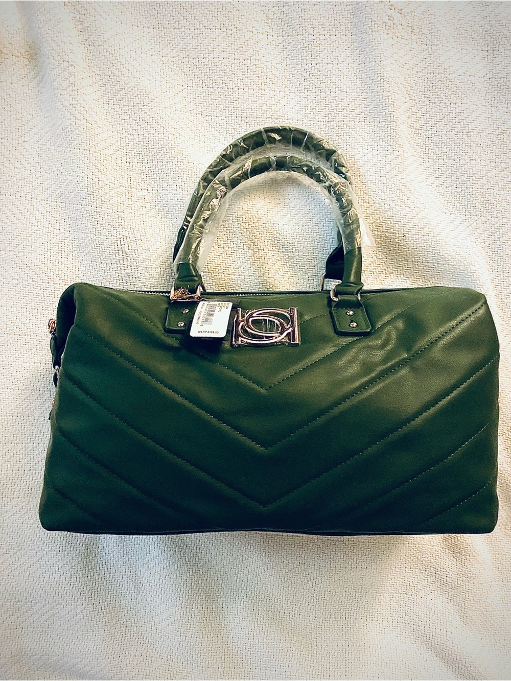 ⚡️NWT Bebe Bag Rich Green, Top-Handle Bag with Chevron Stitching